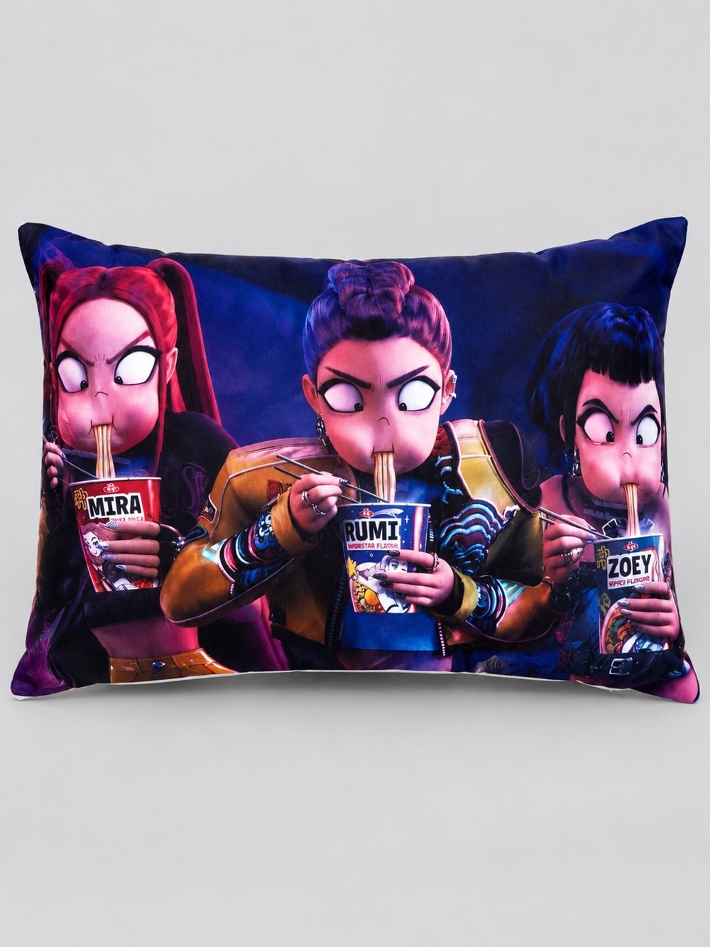 KPOP Demon Hunters Rumi Mira Zoey Noodle Throw Pillow – Removable Cover